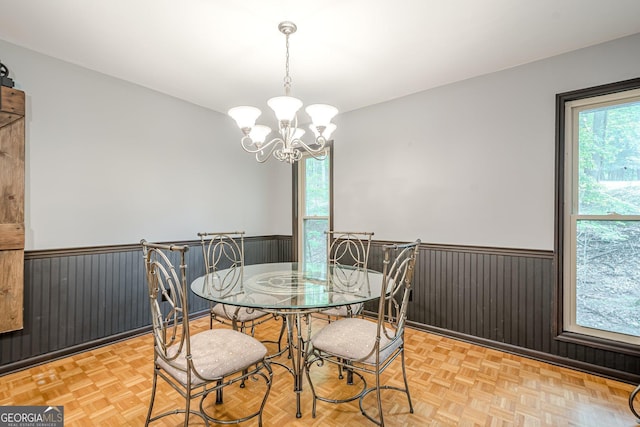 102 Jack Pine Ct, Waleska, GA 30183 - dining area featuring wainscoting and a chandelier