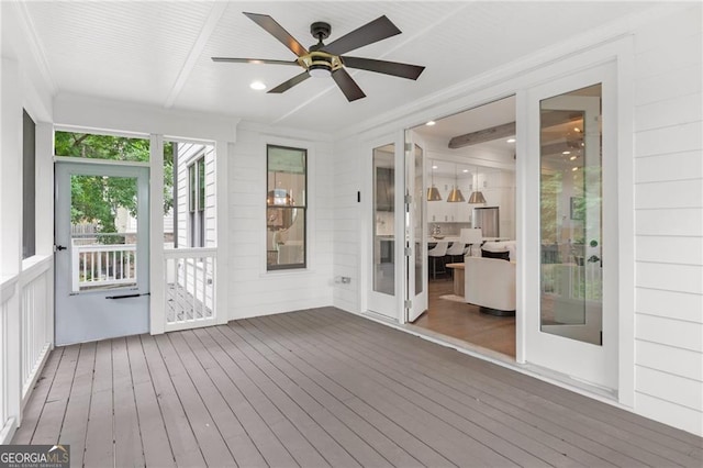 2602 Drew Valley Rd NE, Brookhaven, GA 30319 - unfurnished sunroom with a ceiling fan