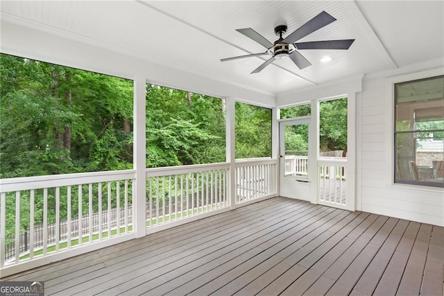 2602 Drew Valley Rd NE, Brookhaven, GA 30319 - unfurnished sunroom with a ceiling fan