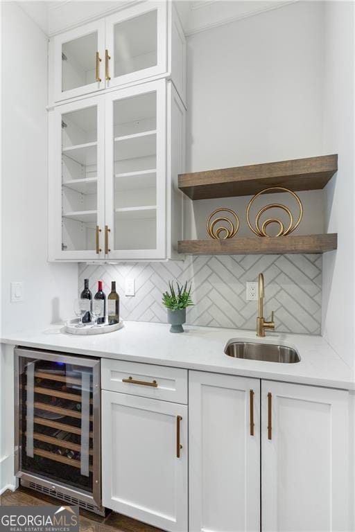 2602 Drew Valley Rd NE, Brookhaven, GA 30319 - indoor wet bar with wine cooler and tasteful backsplash
