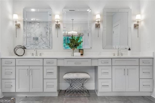 2602 Drew Valley Rd NE, Brookhaven, GA 30319 - full bathroom featuring double vanity and a marble finish shower