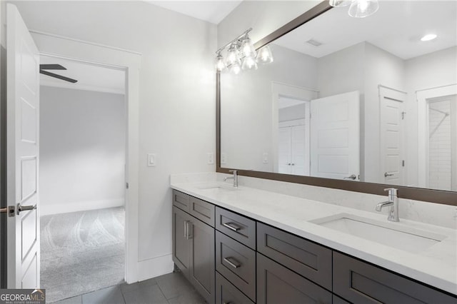 2602 Drew Valley Rd NE, Brookhaven, GA 30319 - full bath with double vanity, tile patterned flooring, and a ceiling fan
