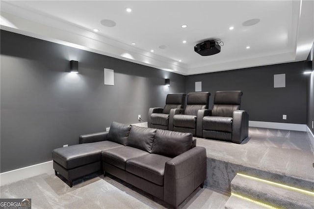 2602 Drew Valley Rd NE, Brookhaven, GA 30319 - home theater featuring light colored carpet and recessed lighting