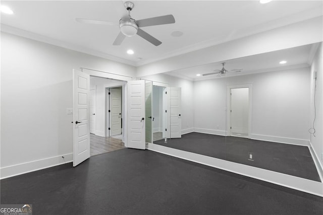 2602 Drew Valley Rd NE, Brookhaven, GA 30319 - unfurnished bedroom with ornamental molding, recessed lighting, and a ceiling fan