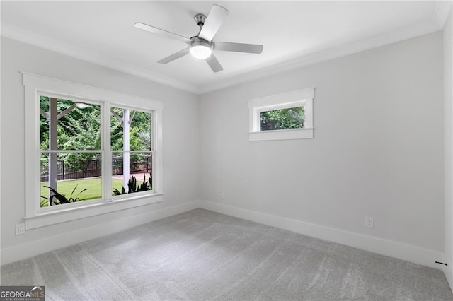 2602 Drew Valley Rd NE, Brookhaven, GA 30319 - spare room featuring plenty of natural light, ornamental molding, carpet, and a ceiling fan