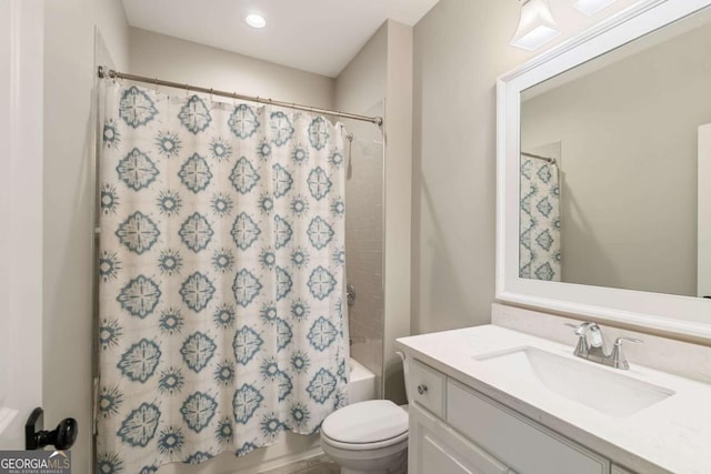2377 Kesgrove Way, Buford, GA 30518 - full bathroom featuring vanity and shower / bath combination with curtain