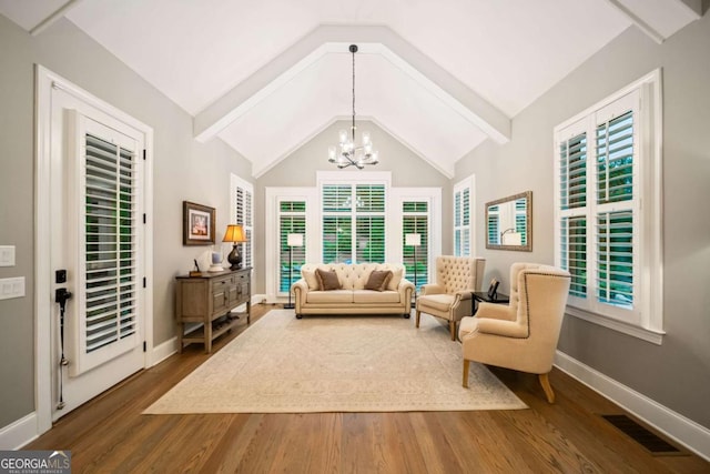 2377 Kesgrove Way, Buford, GA 30518 - living room featuring a chandelier and dark wood-style floors
