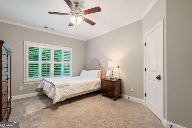 2377 Kesgrove Way, Buford, GA 30518 - bedroom with crown molding, carpet, and a ceiling fan
