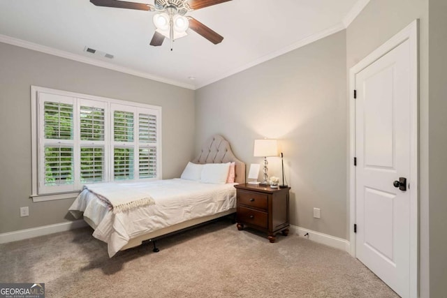 2377 Kesgrove Way, Buford, GA 30518 - carpeted bedroom featuring crown molding and a ceiling fan
