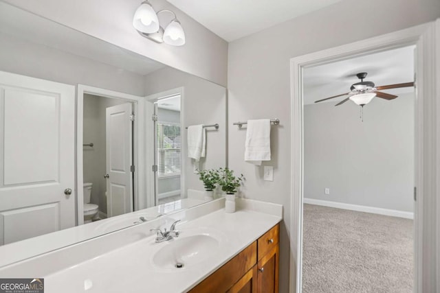 4546 Water Mill Dr, Buford, GA 30519 - bathroom featuring vanity and ceiling fan