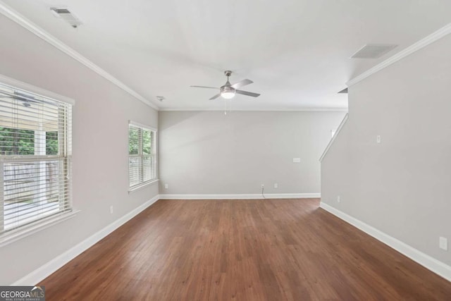 4546 Water Mill Dr, Buford, GA 30519 - unfurnished room featuring ornamental molding, a ceiling fan, and wood finished floors
