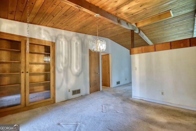 749 Dogwood Dr, Lawrenceville, GA 30046 - carpeted spare room with a chandelier and wood ceiling