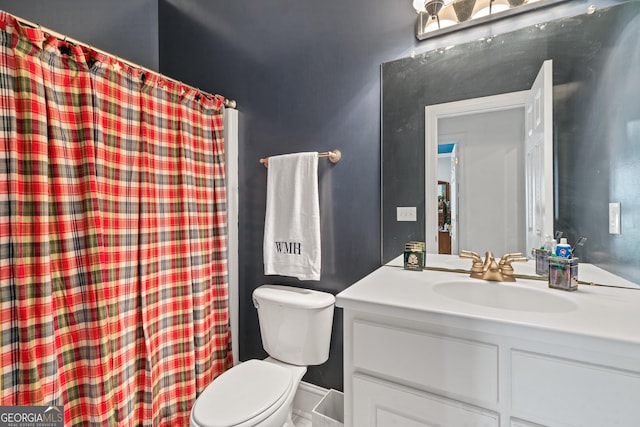 100 S Haven Ct, Macon, GA 31210 - full bath with toilet, vanity, and curtained shower