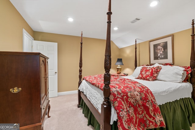 100 S Haven Ct, Macon, GA 31210 - bedroom featuring light colored carpet, recessed lighting, lofted ceiling, and baseboards