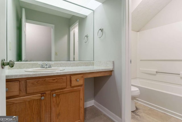 2191 Phillips Rd, Lithonia, GA 30058 - full bathroom featuring toilet, vanity, tile patterned flooring, tub / shower combination, and baseboards