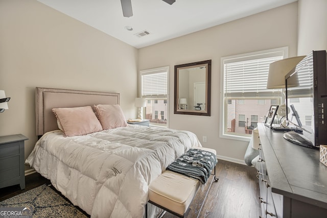 4202 Morrison Way Unit 9, Atlanta, GA 30341 - bedroom with dark wood finished floors, baseboards, and ceiling fan
