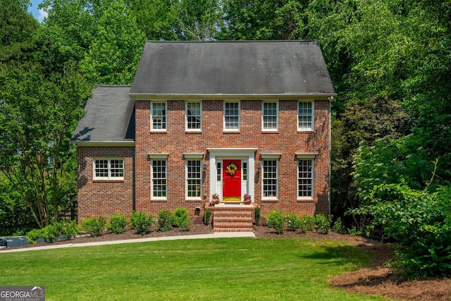 1885 N Creek Cir, Alpharetta, GA 30009 - colonial house featuring a front yard and brick siding