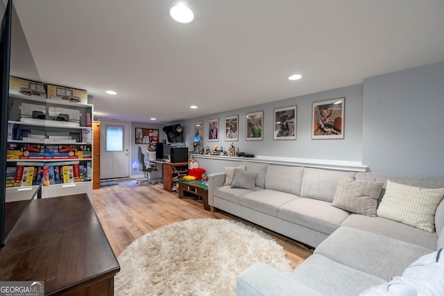 1885 N Creek Cir, Alpharetta, GA 30009 - living room with wood finished floors, recessed lighting, and a desk
