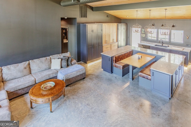 168 State Line Rd, Cloudland, GA 30731 - building lobby featuring wood ceiling and a sink