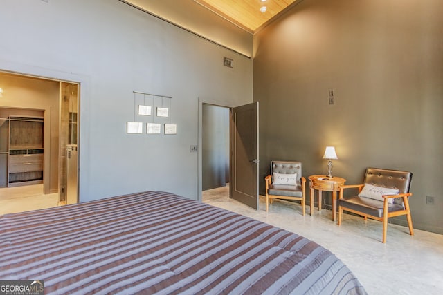 168 State Line Rd, Cloudland, GA 30731 - bedroom featuring high vaulted ceiling and wooden ceiling