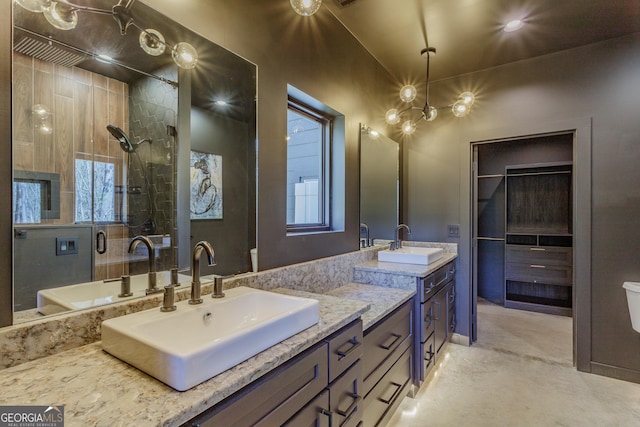 168 State Line Rd, Cloudland, GA 30731 - full bathroom featuring double vanity and a shower stall