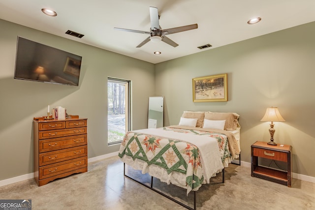 168 State Line Rd, Cloudland, GA 30731 - bedroom with recessed lighting, ceiling fan, and light colored carpet