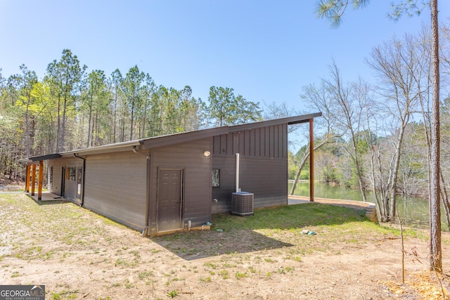 168 State Line Rd, Cloudland, GA 30731 - view of home's exterior with a central AC unit and board and batten siding