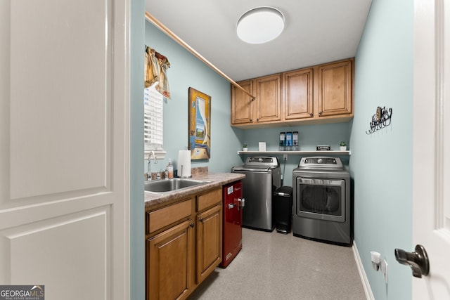 8958 Bill Savage Rd, Lula, GA 30554 - laundry room with washer and clothes dryer, cabinet space, and baseboards