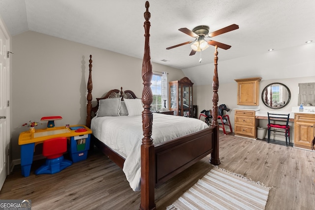 8958 Bill Savage Rd, Lula, GA 30554 - bedroom featuring lofted ceiling, light wood-type flooring, and a ceiling fan