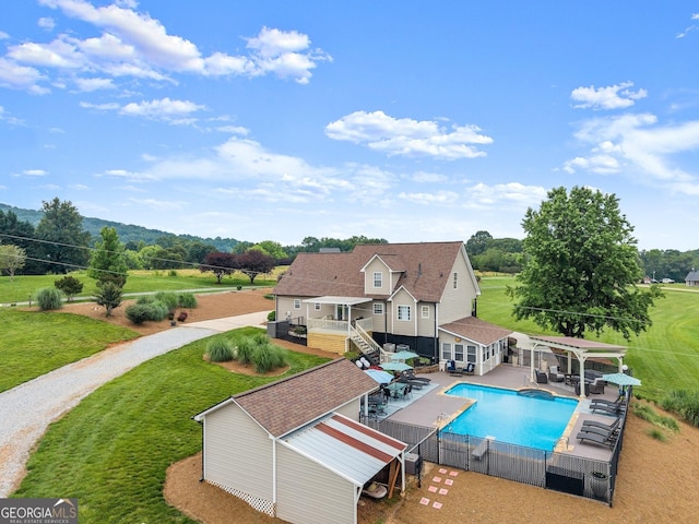 8958 Bill Savage Rd, Lula, GA 30554 - view of swimming pool featuring a pergola, an outdoor structure, and a patio