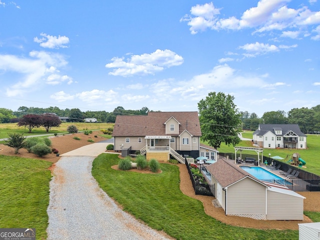 8958 Bill Savage Rd, Lula, GA 30554 - aerial view of property and surrounding area with a pool area