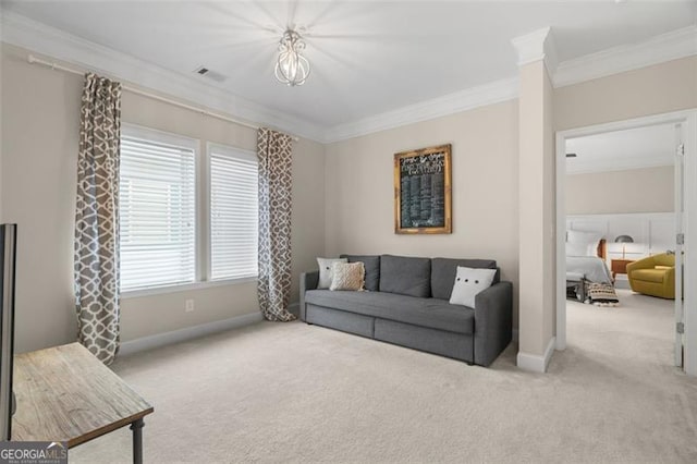 1184 Medlin St SE, Smyrna, GA 30080 - living area featuring ornamental molding, carpet, and baseboards