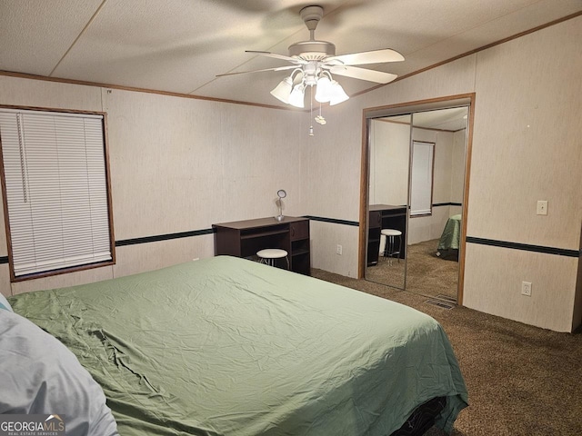136 Hickory Hl, Anniston, AL 36206 - carpeted bedroom with a closet, ornamental molding, and ceiling fan