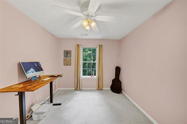 1625 Clark Lake Dr NW, Acworth, GA 30102 - home office featuring carpet flooring, baseboards, and ceiling fan