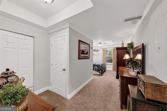 1625 Clark Lake Dr NW, Acworth, GA 30102 - corridor featuring light carpet, crown molding, and baseboards