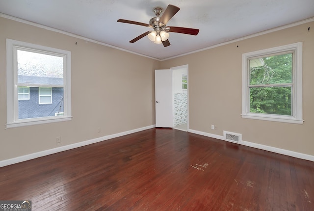 3080 Lynhurst Cir SW, Atlanta, GA 30311 - empty room with wood finished floors, crown molding, and a ceiling fan