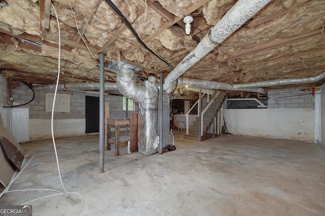 3080 Lynhurst Cir SW, Atlanta, GA 30311 - unfinished basement with stairway and heating unit