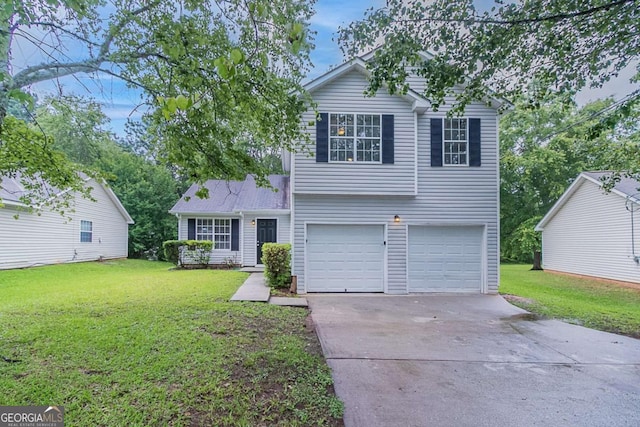 5421 Salem Springs Dr, Lithonia, GA 30038 - view of front of house featuring concrete driveway, a front yard, and a garage
