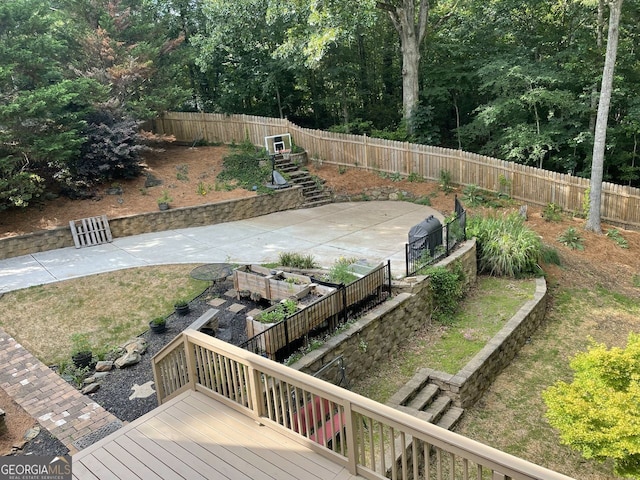 107 Sedgefield Overlook, Dallas, GA 30157 - fenced backyard featuring stairway, a patio area, and a deck