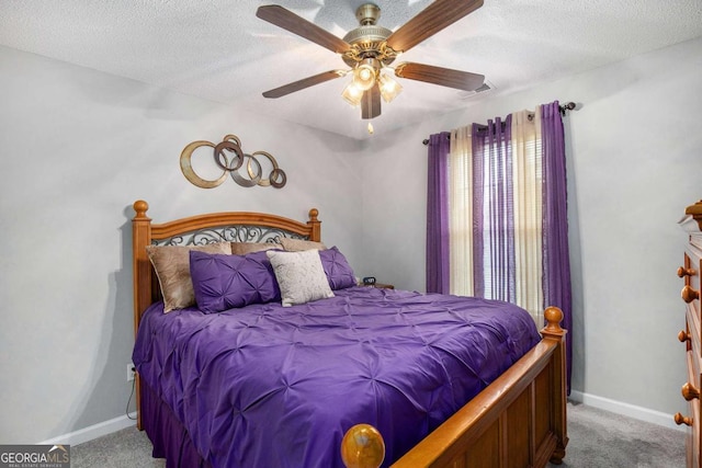 169 Winding Valley Dr, Rockmart, GA 30153 - carpeted bedroom with a textured ceiling and a ceiling fan