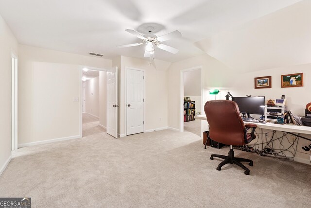 2722 Brookhaven Ln, Buford, GA 30518 - carpeted office with a ceiling fan and baseboards