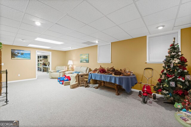 2722 Brookhaven Ln, Buford, GA 30518 - game room featuring a drop ceiling and carpet