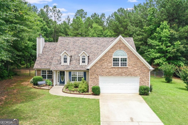 320 Cobb Ct, Hampton, GA 30228 - view of front of property featuring concrete driveway, a garage, stone siding, and a chimney