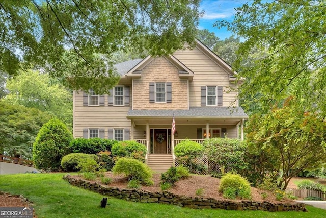 1637 Willow Way, Woodstock, GA 30188 - view of front of property featuring a porch and a front yard