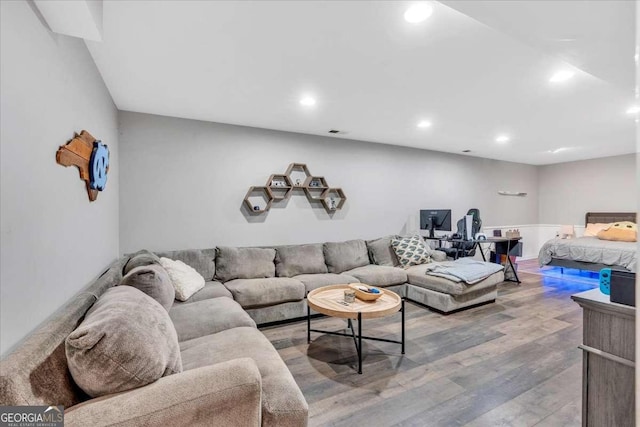 1637 Willow Way, Woodstock, GA 30188 - living area featuring wood finished floors and recessed lighting
