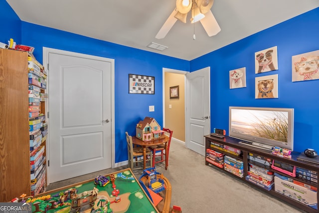 5511 Preserve Pt, Flowery Branch, GA 30542 - playroom featuring carpet flooring, ceiling fan, and baseboards