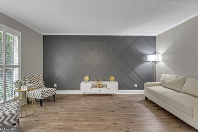 2715 N Doublegate Dr, Albany, GA 31721 - living area featuring ornamental molding, wood finished floors, and a decorative wall
