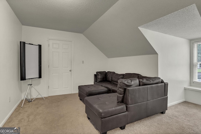 2715 N Doublegate Dr, Albany, GA 31721 - carpeted living area featuring a textured ceiling and lofted ceiling