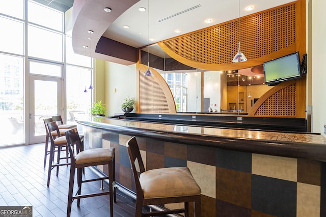 1080 Peachtree St NE Unit 2116, Atlanta, GA 30309 - indoor wet bar with recessed lighting and tile patterned floors