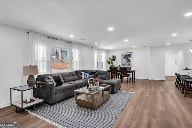 1536 Daffodil Dr, Marietta, GA 30062 - living room with recessed lighting, wood finished floors, and baseboards